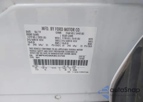 2019 Ford Edge Se z USA, uszkodzony, nr VIN 2FMPK4G96KBC33740